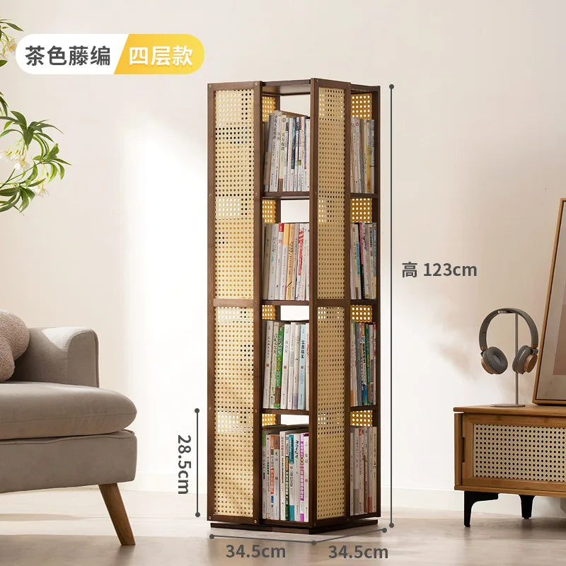 360 Degree Rotating Bookshelf for Living Room Bedroom Children's Picture Books Storage Rack Simple Home Decor Student Bookcase