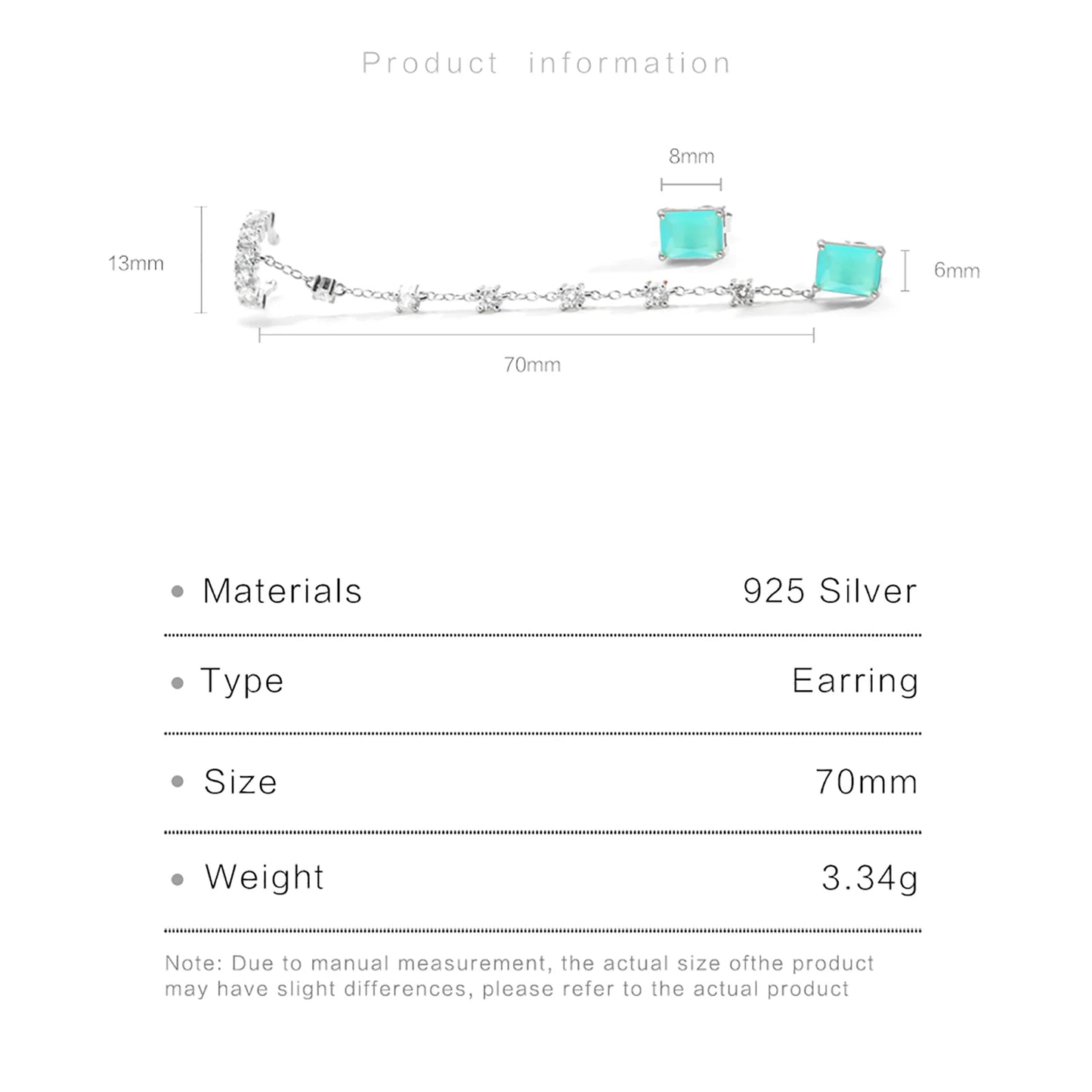 VEWANT Women 925 Sterling Silver Cuff Zircon CZ Chain Gems Drop Earring Women Clips Luxury Fine Jewelry 2023 Jewels