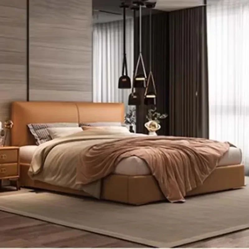 Elegant Nordic Platform Bed Tall Pretty Unique Wood Modern King Bed Bases Bedroom Lit Pliable Camas Queen Size Furniture Home