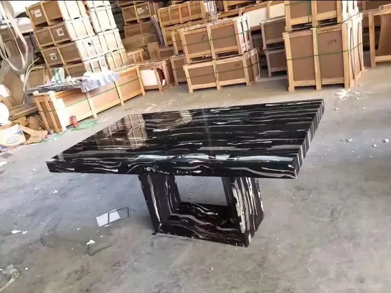 Carolf Furniture Factory Big Wholesale black marble dining tables stone round table for sale