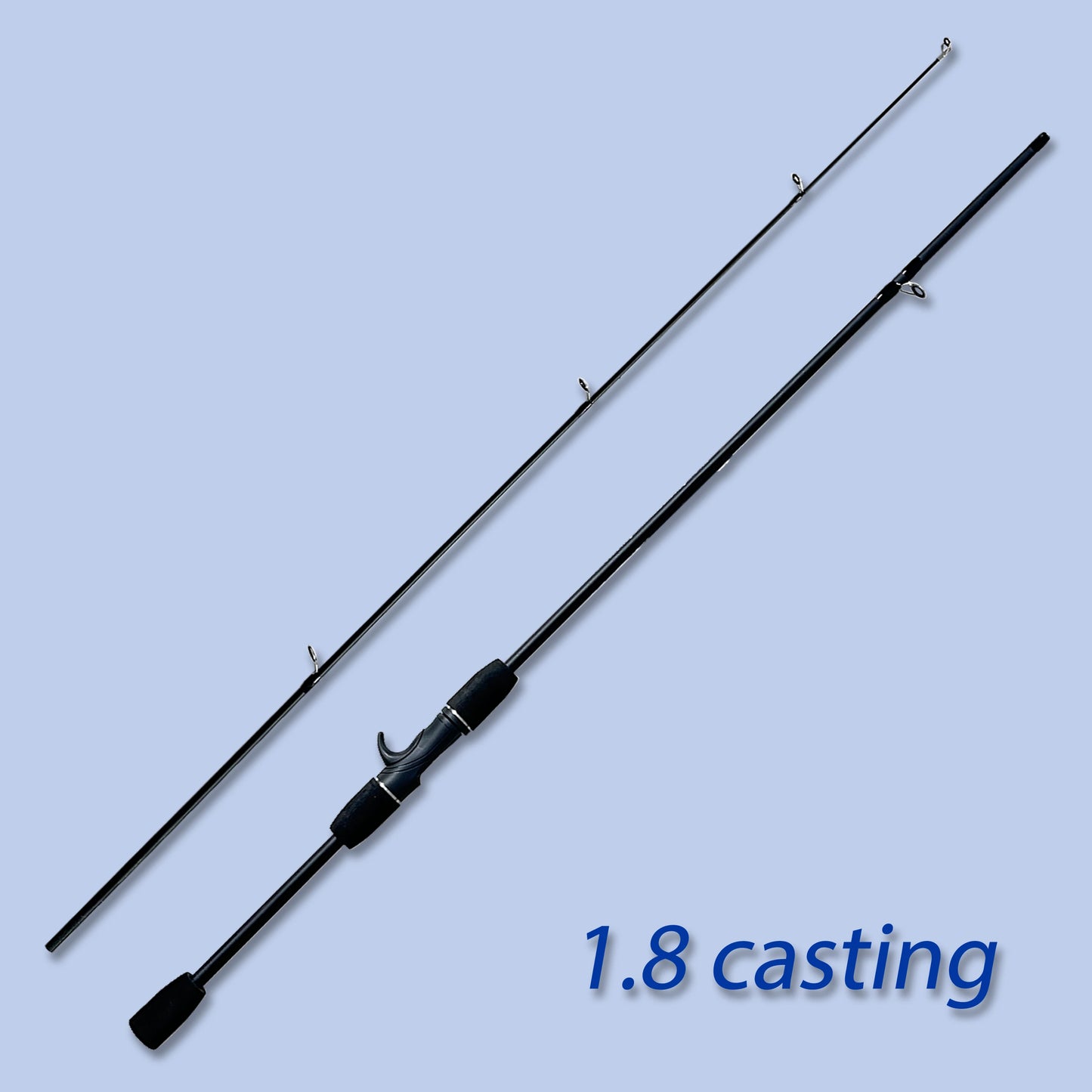 Lure Rod Suitable for Beginners, Fishing Rod 1.8m Gun Handle and Straight Handle Option, Carbon Fiber Material, Light Weight, High Strength, Strong and Durable, Segmented Handle, Black Appearance, Ceramic Guide Ring Design, S