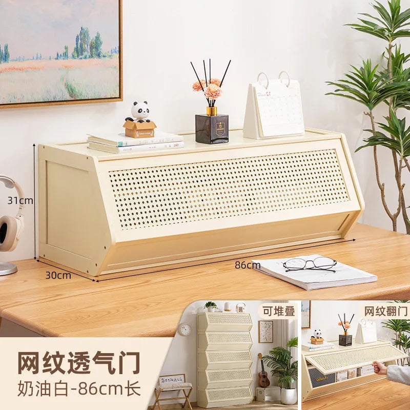 Multi functional stackable storage cabinet with lid, miscellaneous storage box, household storage box, bedside cabinet