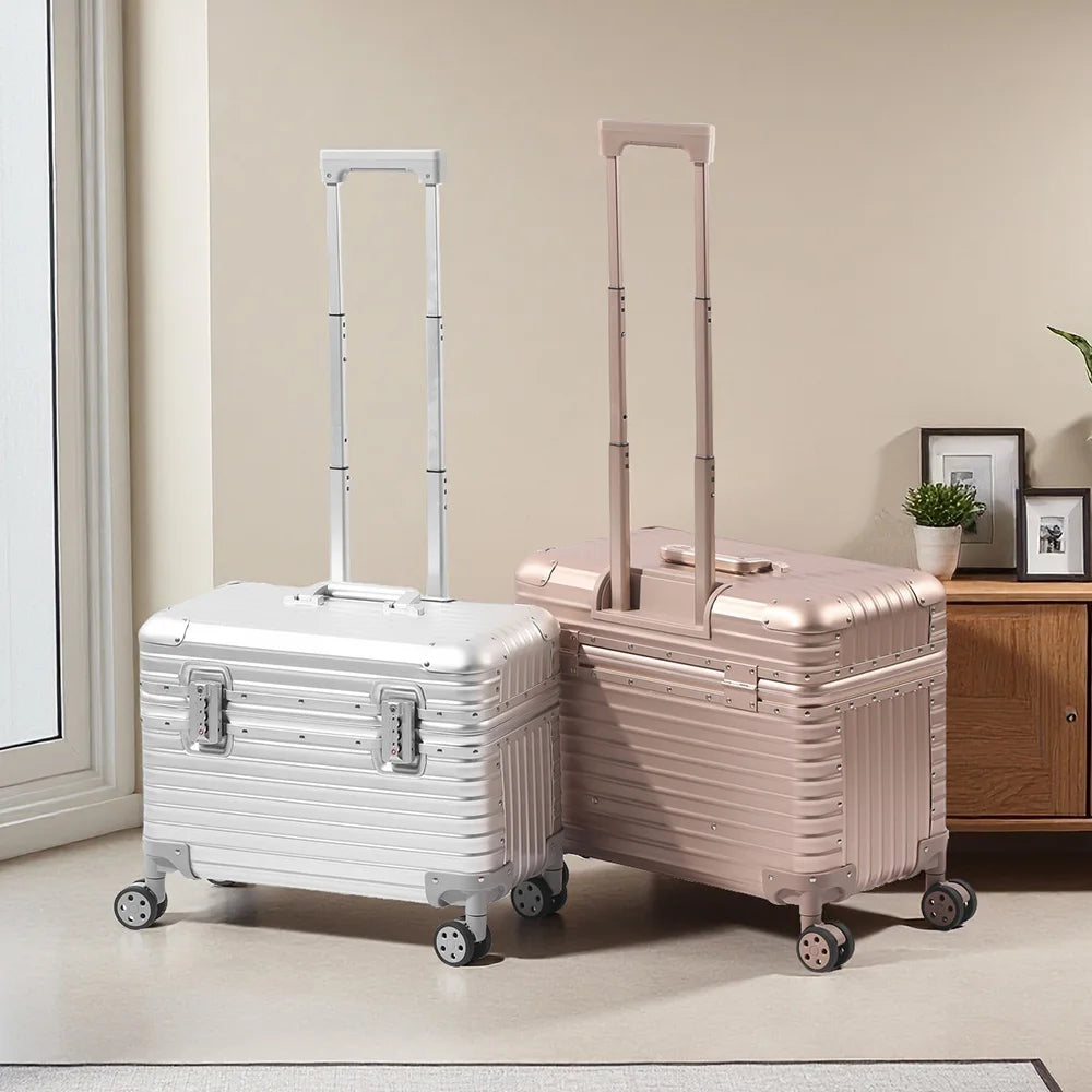 Open-Covered Suitcase All-Aluminum-Magnesium Alloy Frame Luggage Universal Wheel TSA Customs Password Lock Business Travel Case