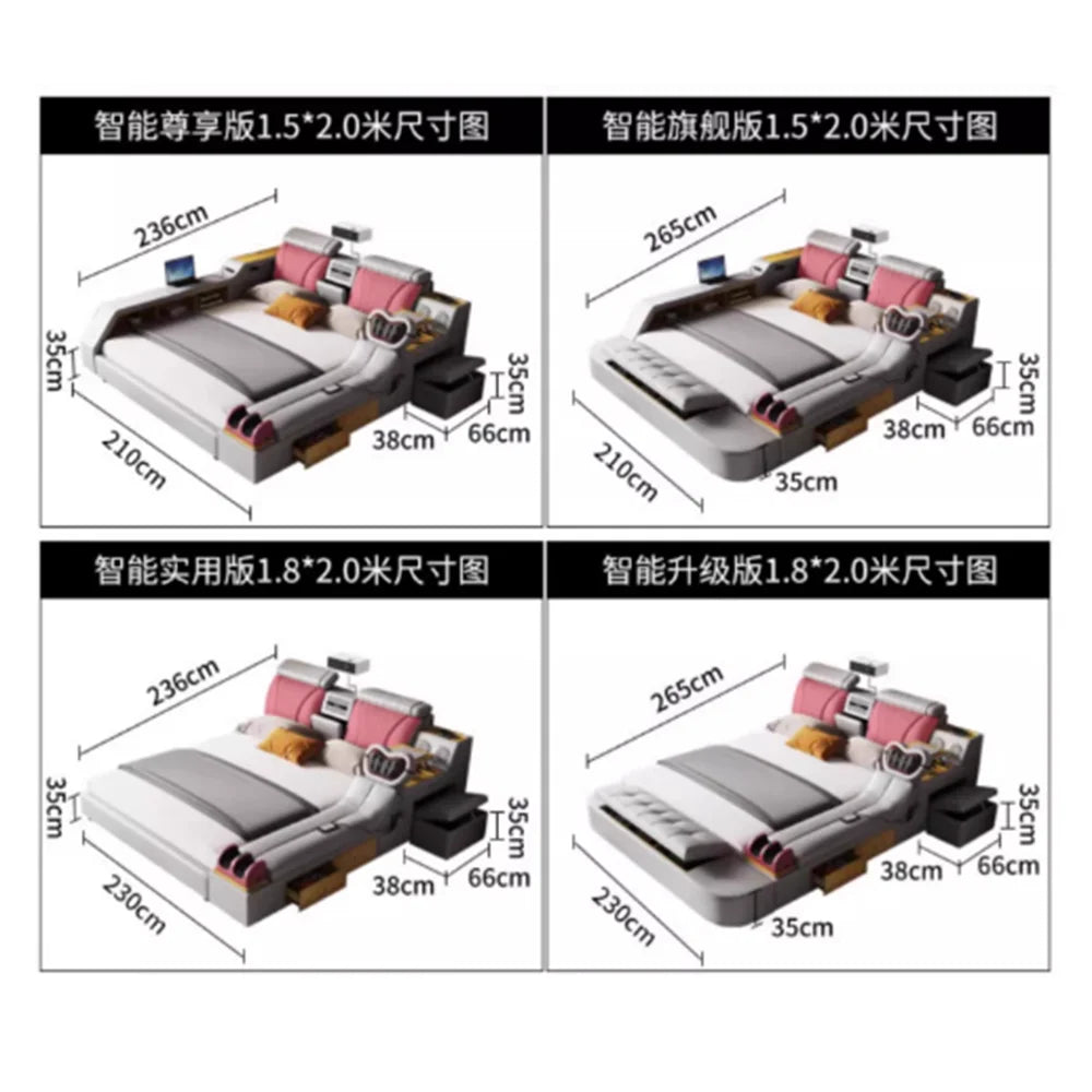 Dressing Reading Bed Organiser Electric Fancy Massage Frame Bed Headboards Smart Queen Mobili Per La Casa House Accessories