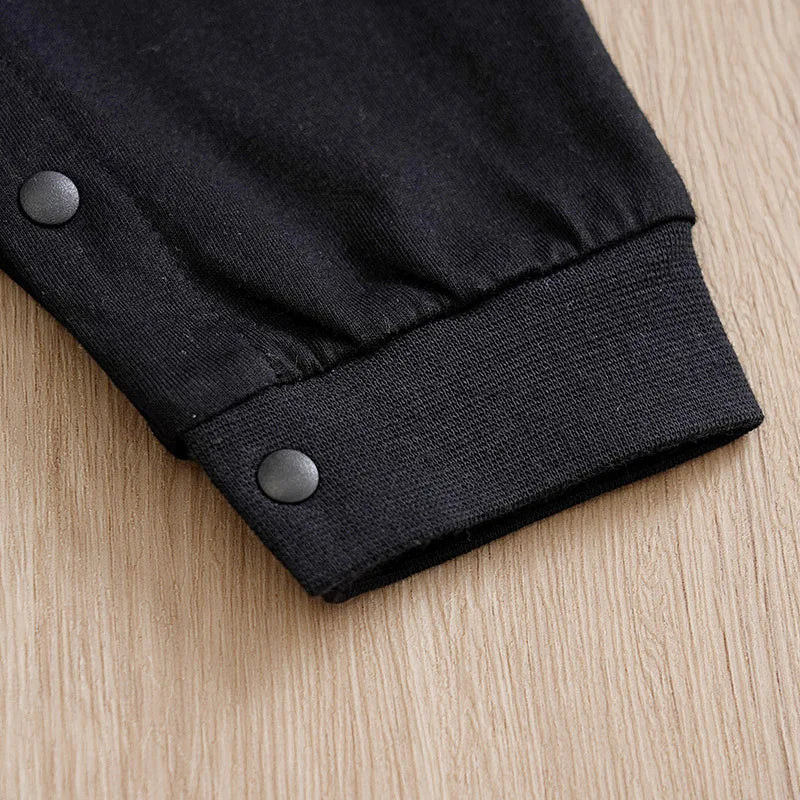 Newborn Baby Boy Clothes Black baby onesie with khaki check print One-piece cotton gentleman's spring and autumn pajamas