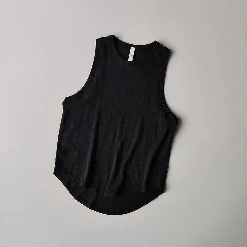 Women's Summer Sports Vest Thin Loose Printed Yoga Clothing Sleeveless Running Blouse Yoga Vest Shirt Gym Tops