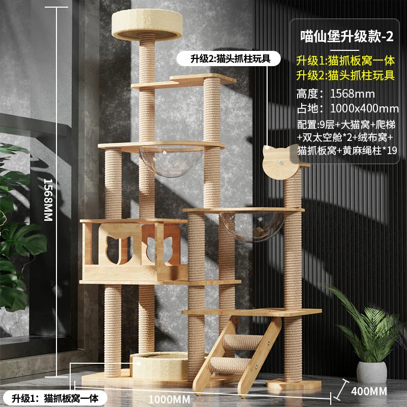 Tree Tower House for Large Cats, Claws, Sofa Protection, Cats with Scrapers, Wooden Cat Scratcher, Beds and Furniture
