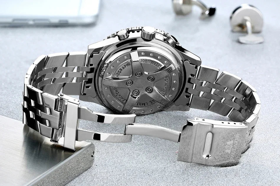 Automatic Watch for Men Mechanical Stainless Steel Strap Fashion Sports Blue Black White Big 50mm Classic Reloj Hombre Baratos