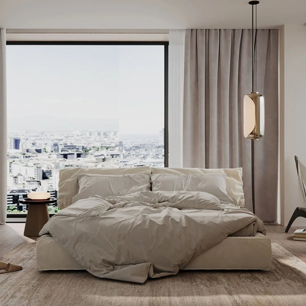 European Unique Beds Minimalist Aesthetic Nightstands Double Bed Loft Upholstery Muebles Para El Hogar Furniture Decoration