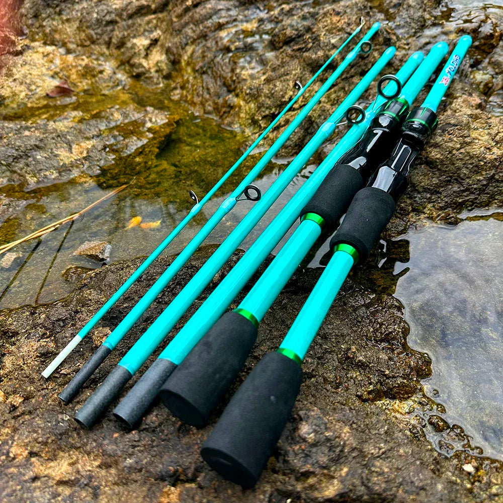 1.8 2.1m Lure Fishing Rod Baitcasting Reel Combo4/5 Sections Carbon Spining Casting Rod High Speed 7.2:1 Fishing Reel Sets Pesca