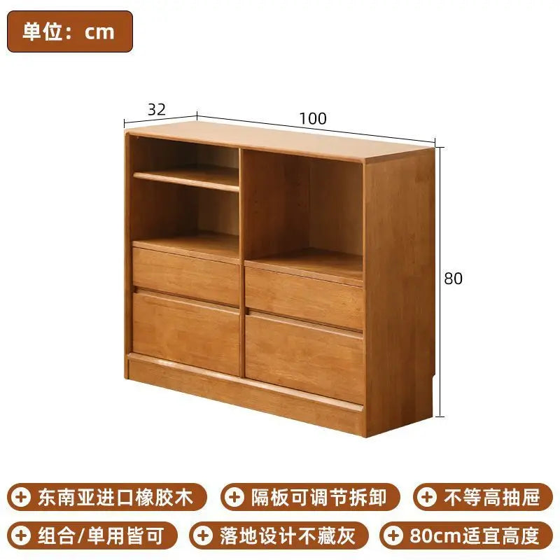 Solid wood partition bookshelf, small apartment storage cabinet, storage cabinet bookshelf, low cabinet, living room combination
