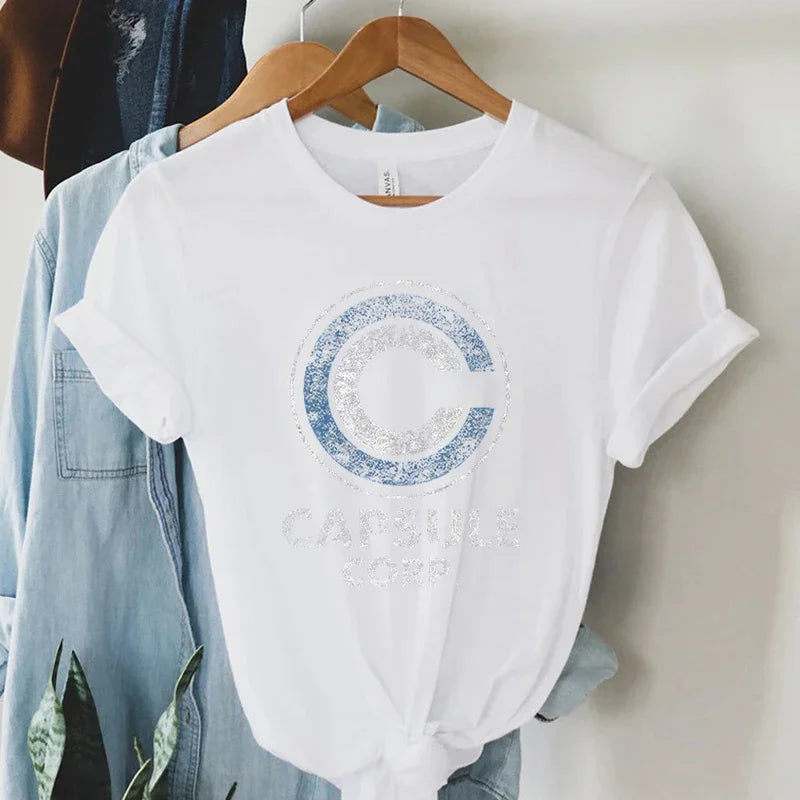 Women Clothing Printed T-shirt CAPSULE CORP Graphic T Shirts Womens Aesthetic Women's Tee Shirt Fashion Woman Tops 2024 Clothing