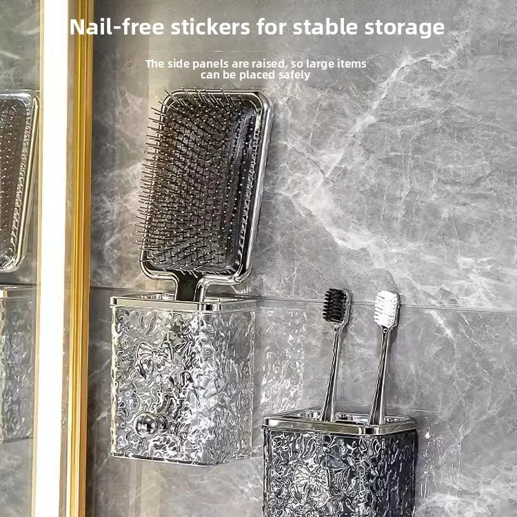 Bathroom Storage Rack Light Luxury Water Ripple Wall-Mounted Remote Control Toiletries Organizer Modern Bathroom supplies