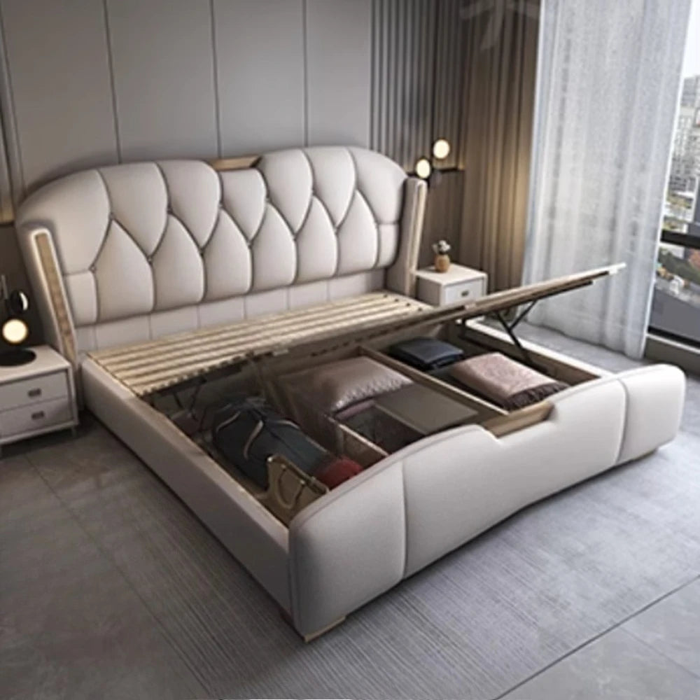 Fancy Twin Bed Upholstered Modern Sleeping Floor Bed Storage Luxury Muebles Para Dormitorio Bedroom Furniture Decoration