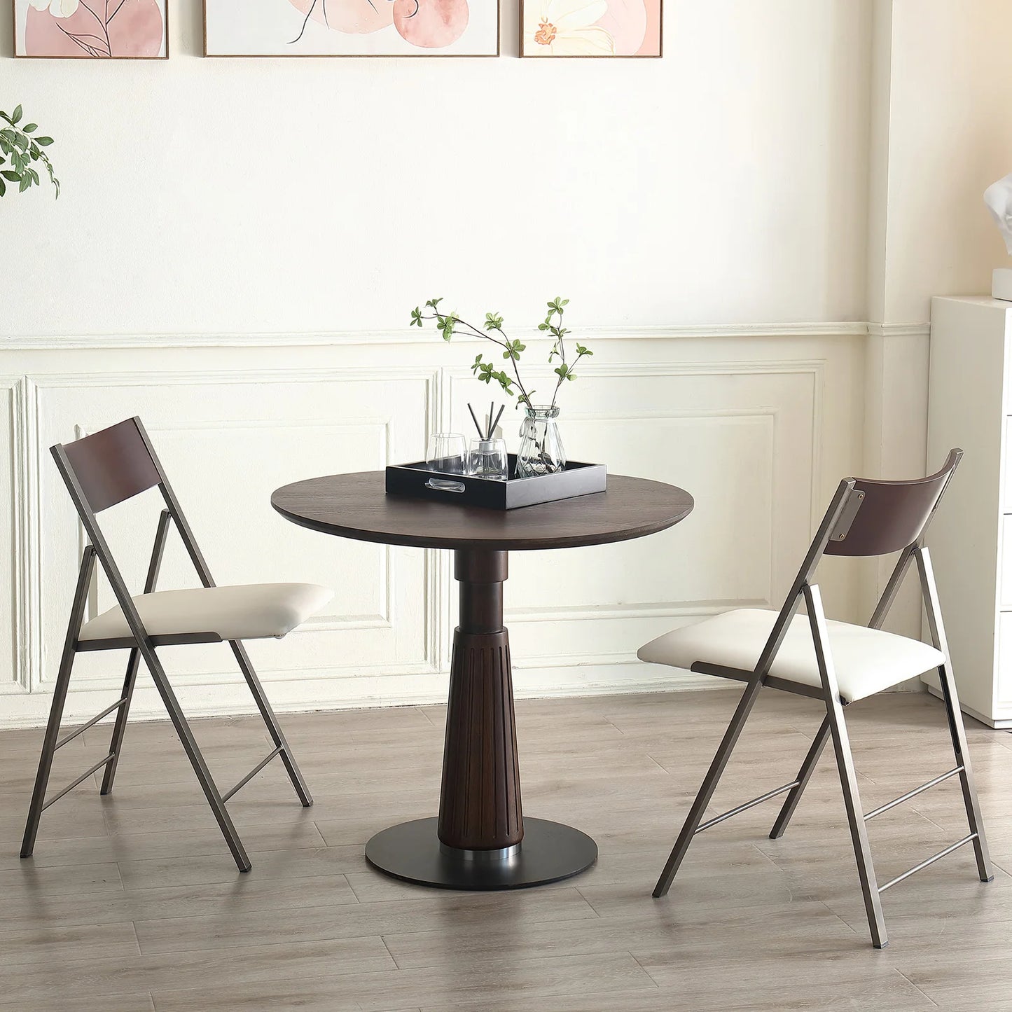 Round Mid-Century Modern Dining Table Best Choice Products 31.5inSpace-Saving Dinette Leisure Table for 2 to 4 Person