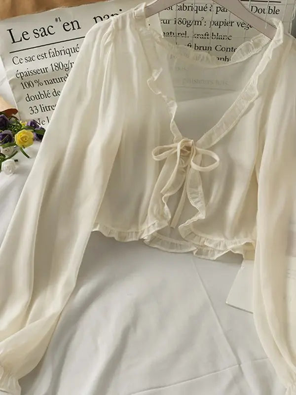 Women Thin Casual Lace Bow Summer Sun Protection Clothes Female Cardigan Shirt Clothing Tops Blouse For Woman