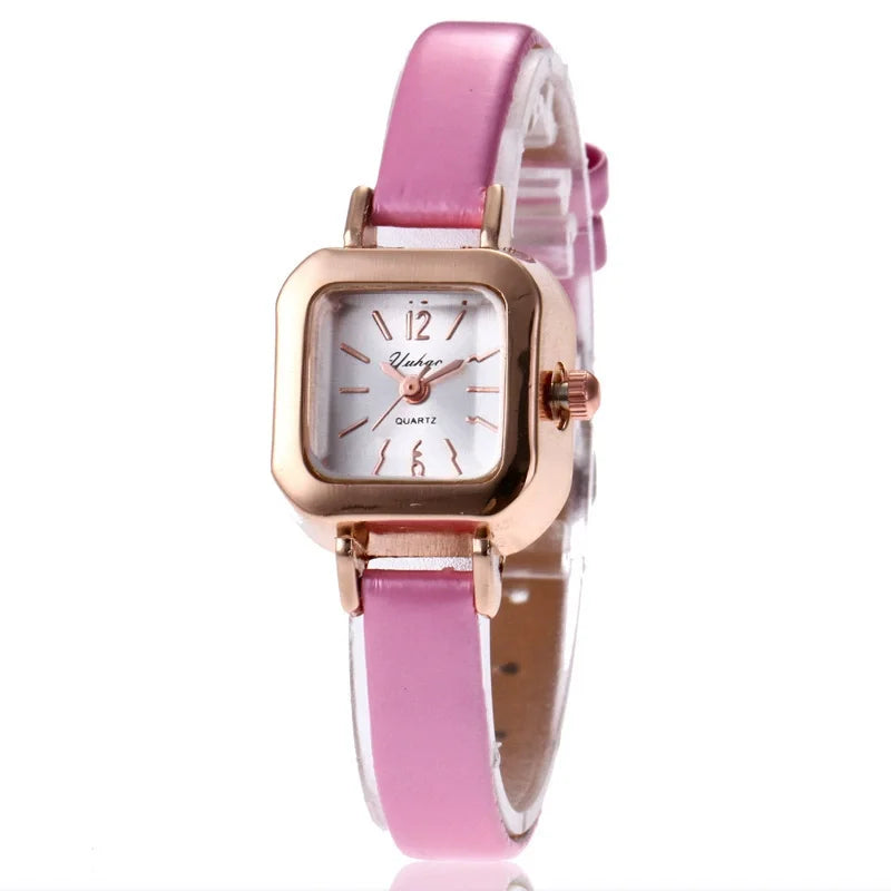 Fashion Women Watch Small Square Dial Thin Leather Strap Ladies Wristwatch Elegant Female Watches Casual Relogios Feminino Reloj
