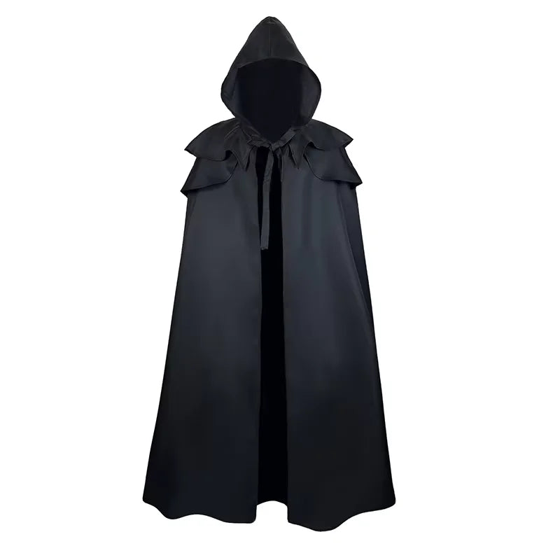 Men Cloak Hooded Medieval Monk Costume Windproof Mens Trench Coat Gothic Wizard Capes Trench-Coat Clothing Halloween Cos