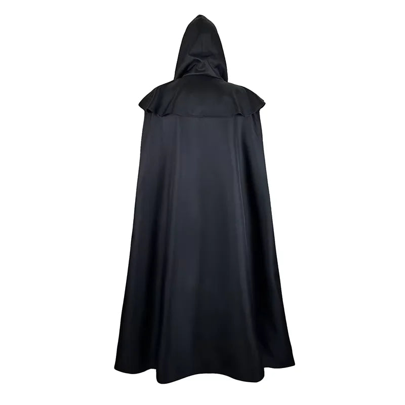 Men Cloak Hooded Medieval Monk Costume Windproof Mens Trench Coat Gothic Wizard Capes Trench-Coat Clothing Halloween Cos