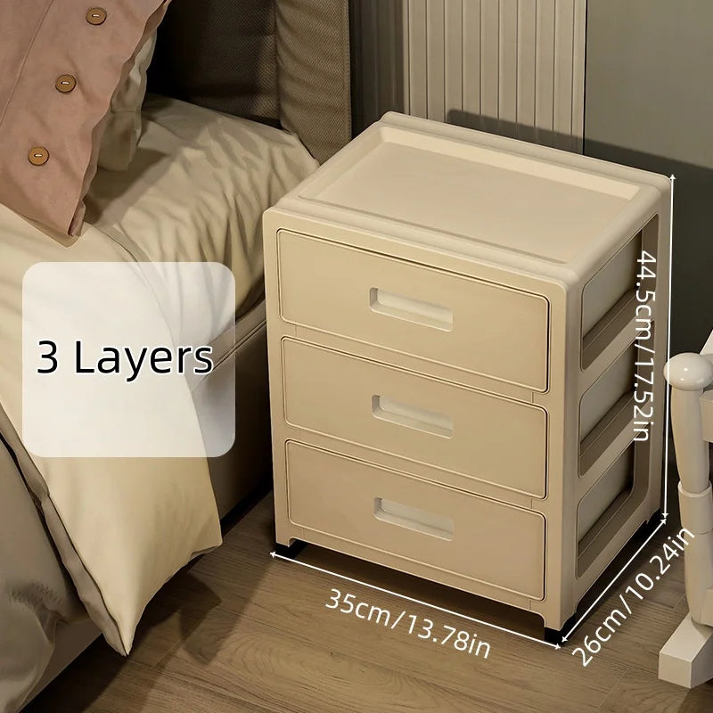 Large Capacity Storage Cabinet with Rolling Wheels,3-6 Tier, for LivingRoom/Bedroom/StudyOrganization,Cream Color