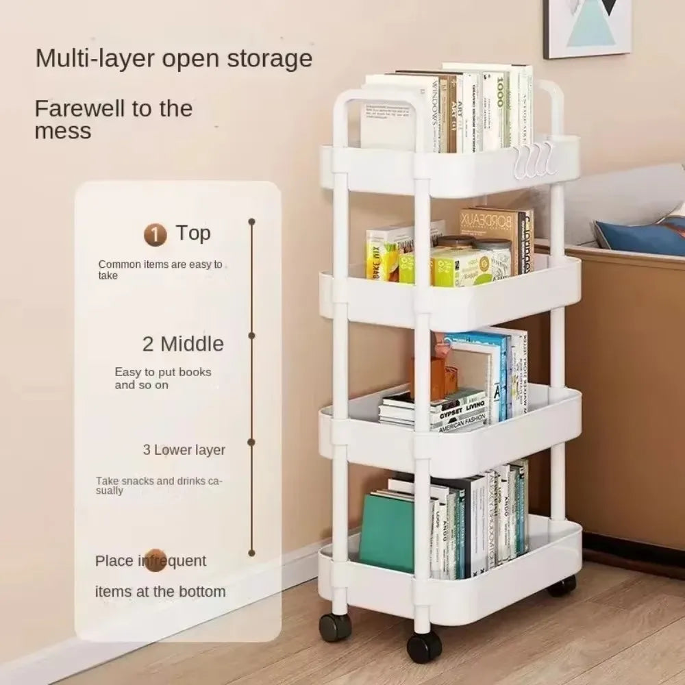 Trolley Bookshelf Kitchen Storage Rack Kitchen Corner Narrow Slit Storage Cabinet Bathroom Living Room Home Organizer Gifts