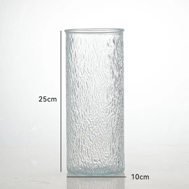 Stripe Glass Vases Flower Bottle Simple Vase Decoration Creative Primary Color Glass Water Nourishing Vase Living Room Table Dec