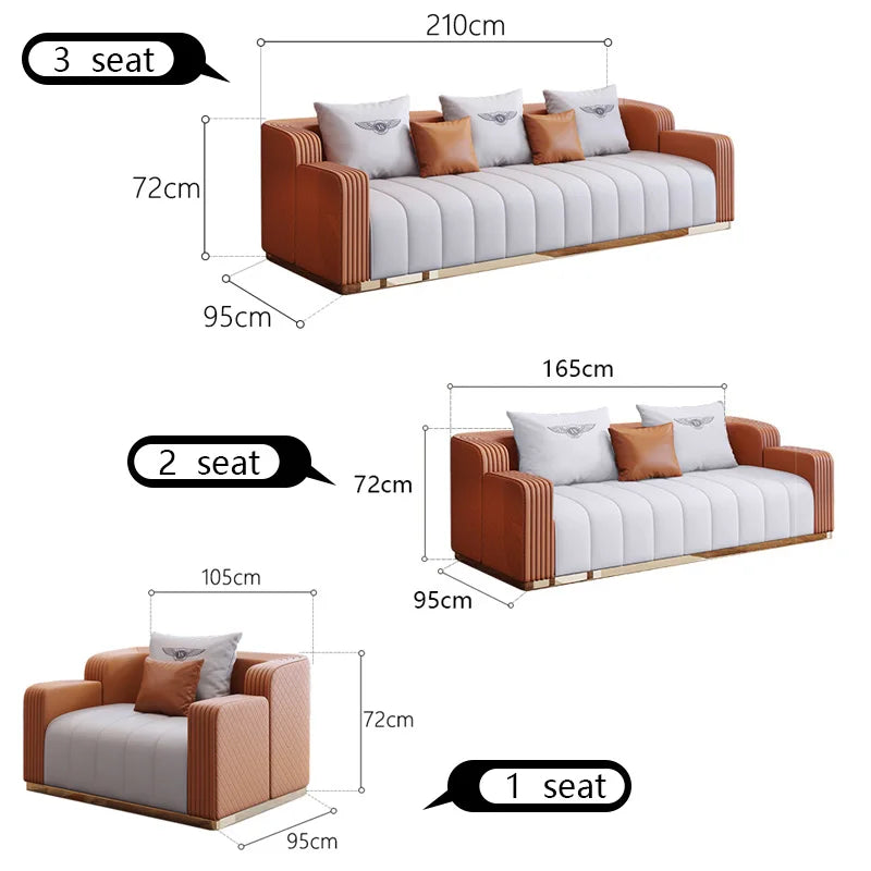 Light Luxury Leather Sofa Combination Modern Minimalist Design High-End Three Or Four People Sofa Living Room Furniture