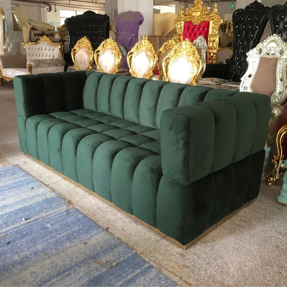 Modern Designs Home Furniture Set Green 3 Seat Velvet Living Room Sofa