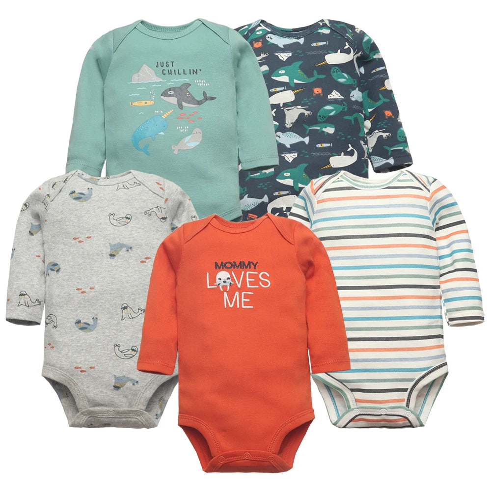 Newborn Baby Girl Clothes Long Sleeve 100% Cotton 5 PCS Baby Bodysuits Cartoon Underwear Infant Bebe Clothing 3-24M Jumpsuit