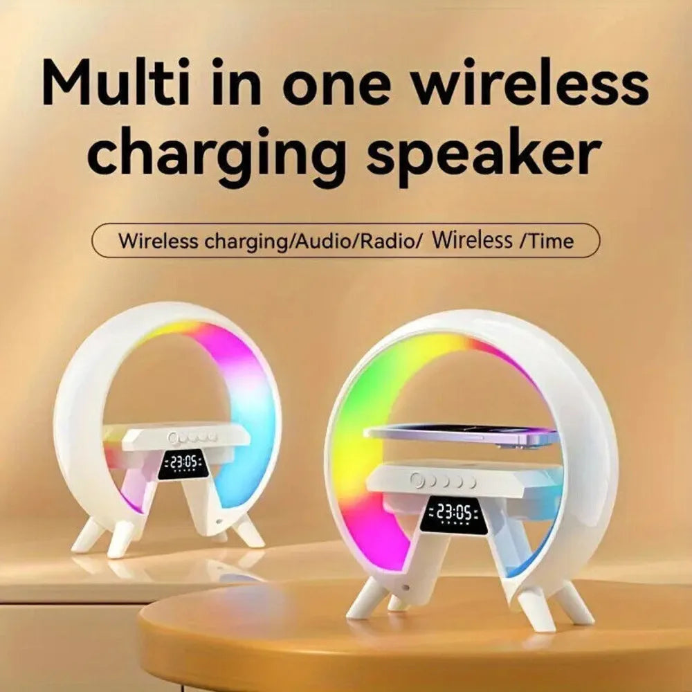 LED Lamp Smart G Bluetooth Speaker Wireless Charger RGB Alarm Clock Night Light~