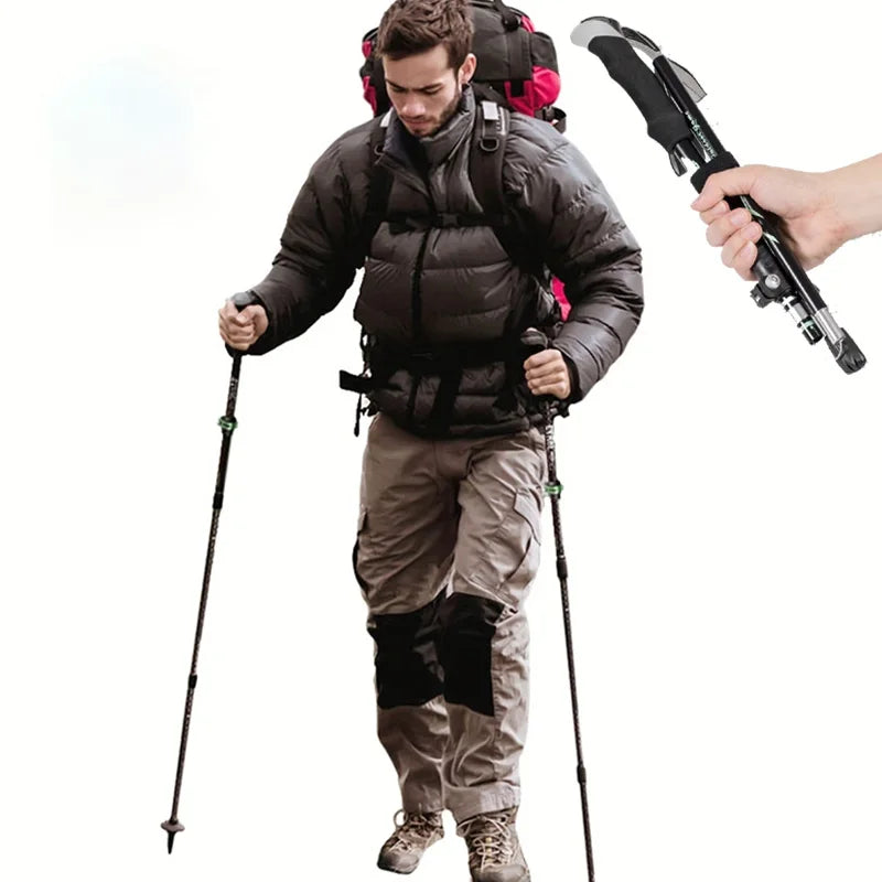Ultralight Foldable Trekking Poles Telescopic Nordic Walking Sticks Portable Outdoor Camping Hiking Gear for Trekking