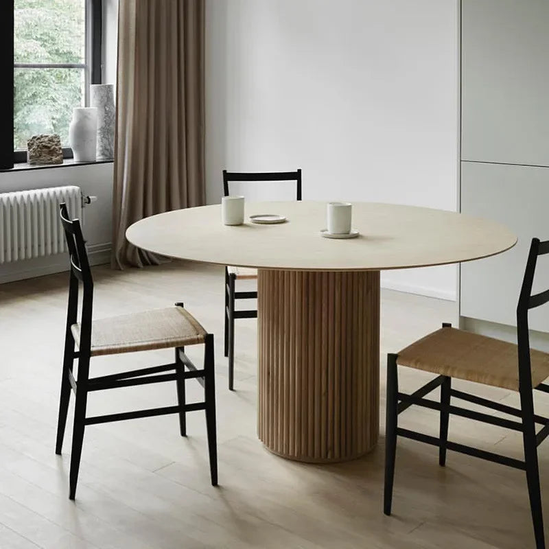 Retro Solid Wood Round Table Home Quiet Style Dining Table