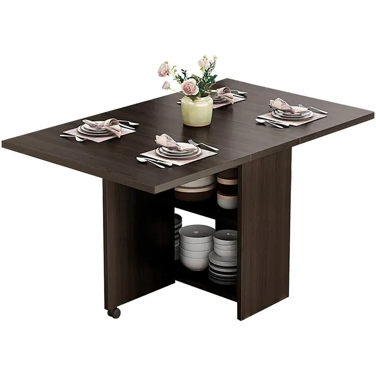 Drop Leaf Dining Table Extending Two Side Tables for 6 People Large Mulitifuctional Dining Table