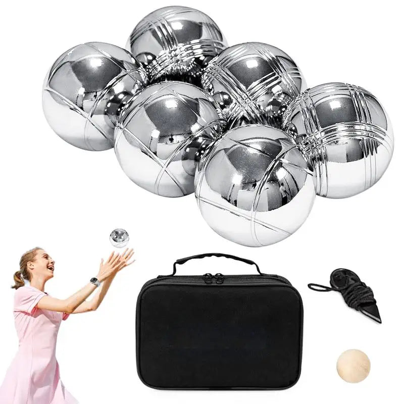 Petanque Game Set Metal Outdoor Bocce Ball Kit Complete Kit Outdoor Recreational Games for Outdoor Picnic Beach Vacation