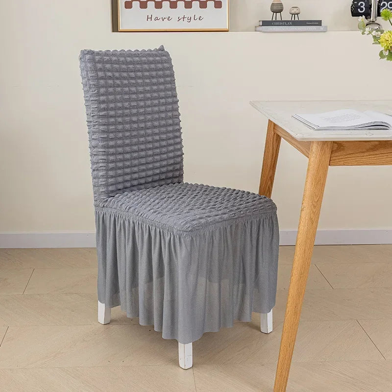 High Quality Seersucker Chair Cover For Dining Room Banquet Chair Slipcover Stretch Chair Skirt Elastic Wedding Chair Decoration