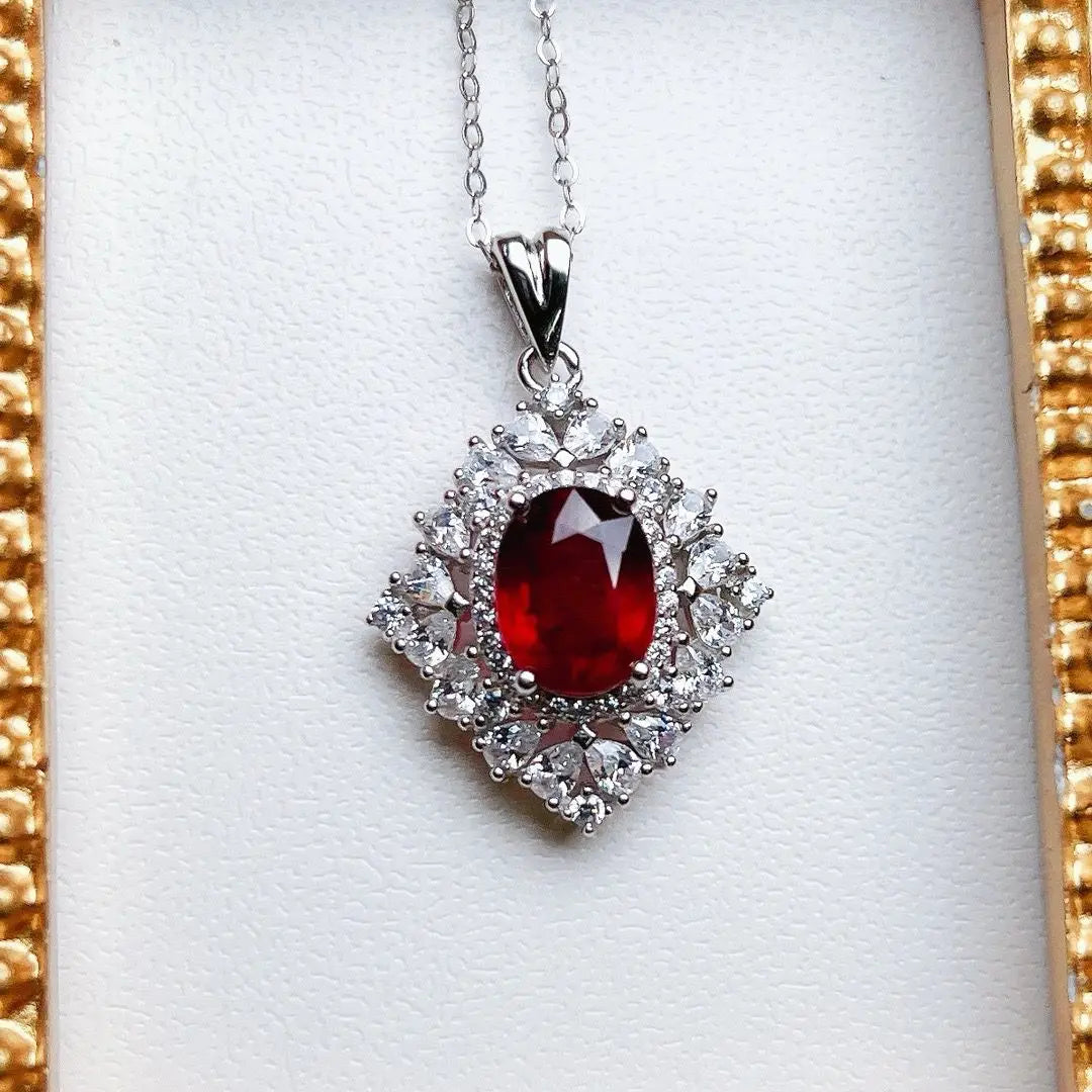 ZECAA Fine Jewelry Woman Ruby Pendant With Natural Ruby Gemstone 7*9mm Ruby Pendant Jewelry For Wedding Lady Woman Ruby Pendant