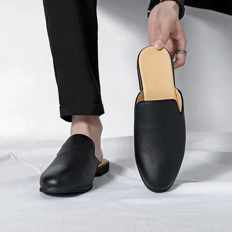 White Men’s Half Shoes For Men Shoes Mules Casual Designer Shoes Fashion Loafers Luxury Black Slippers 2025 Zapatos Hombre