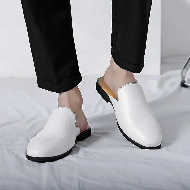 White Men’s Half Shoes For Men Shoes Mules Casual Designer Shoes Fashion Loafers Luxury Black Slippers 2025 Zapatos Hombre