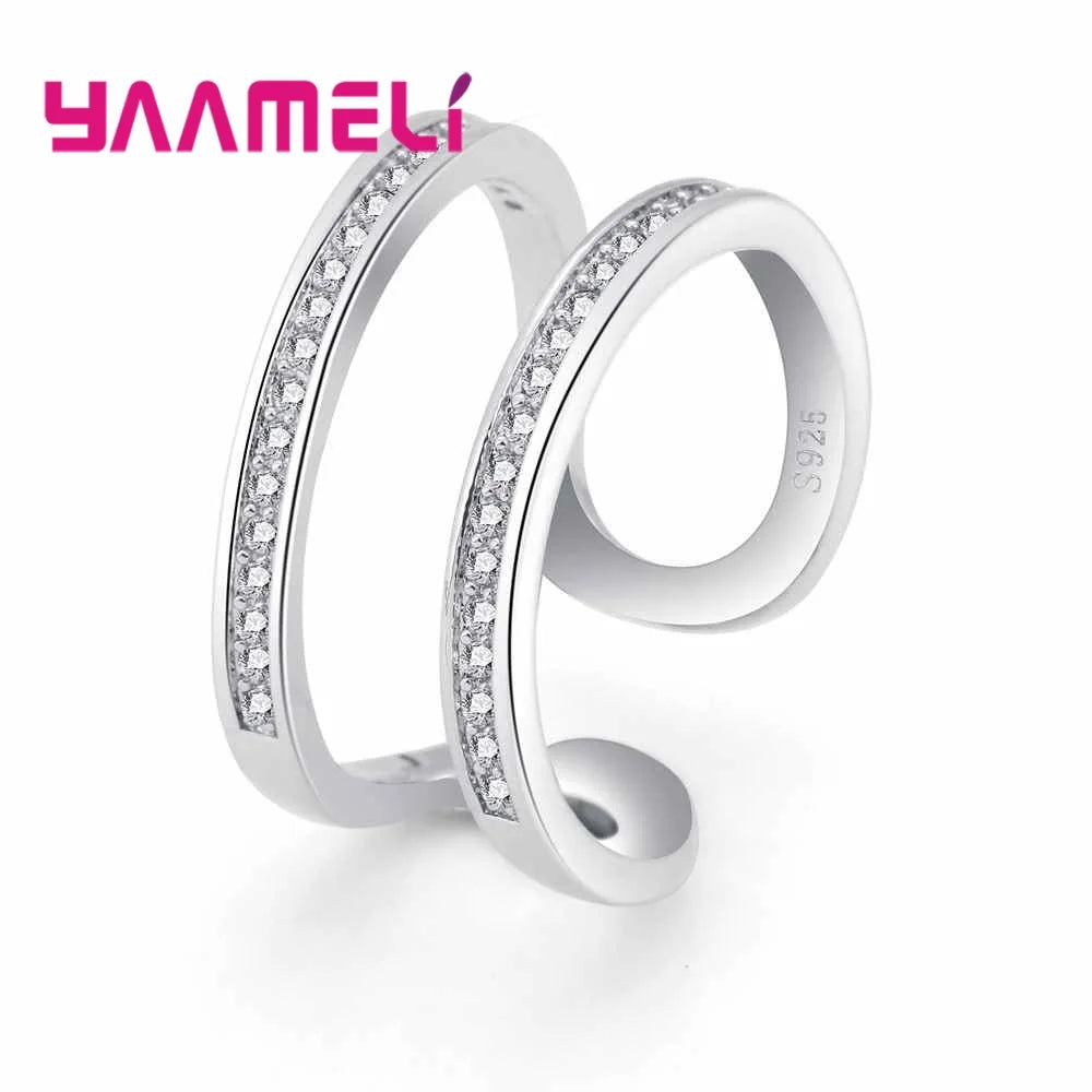 Woman Jewelry Fashion Simple Open Design Ring Cheap 925 Sterling Silver Cubic Zirconia Wedding Rings for Women