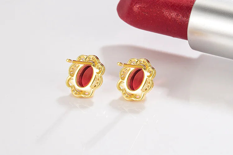 Natural Emerald Earrings for Woman Real Luxury Female 18k Gold Jewelry Vintage Double Stud Earrings for Women Yellow Gold