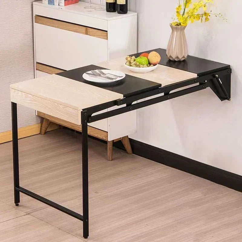 Portable Folding Dining Tables Metal Wall Storage Shelf Multifunctional Restaurants Tables Extendable Dining Room Furniture