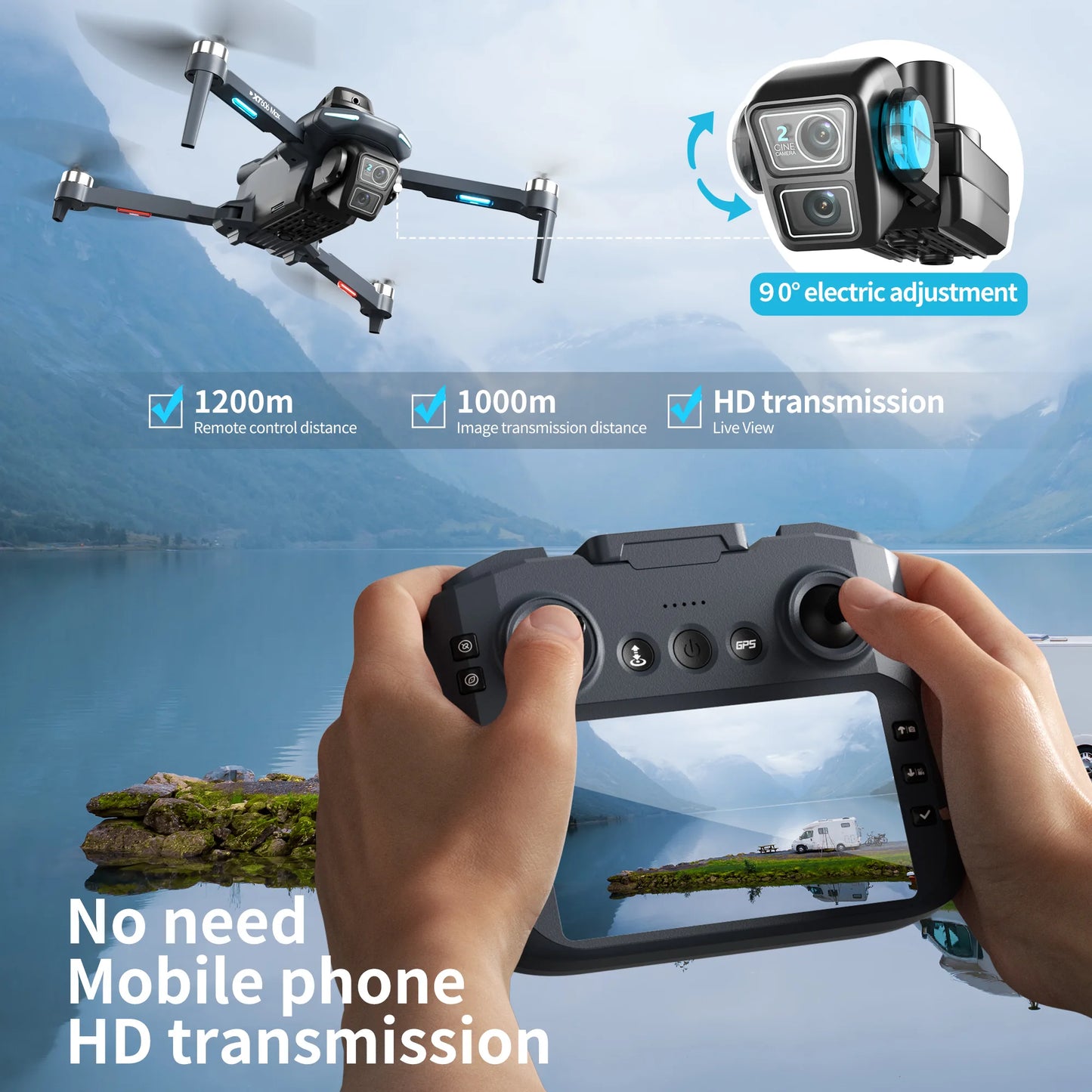 2025 NEW XT606 Drone 4K Professional HD Dual Camera Infrared Obstacle Avoidance Brushless motor RC Quadcopter With screen Drone