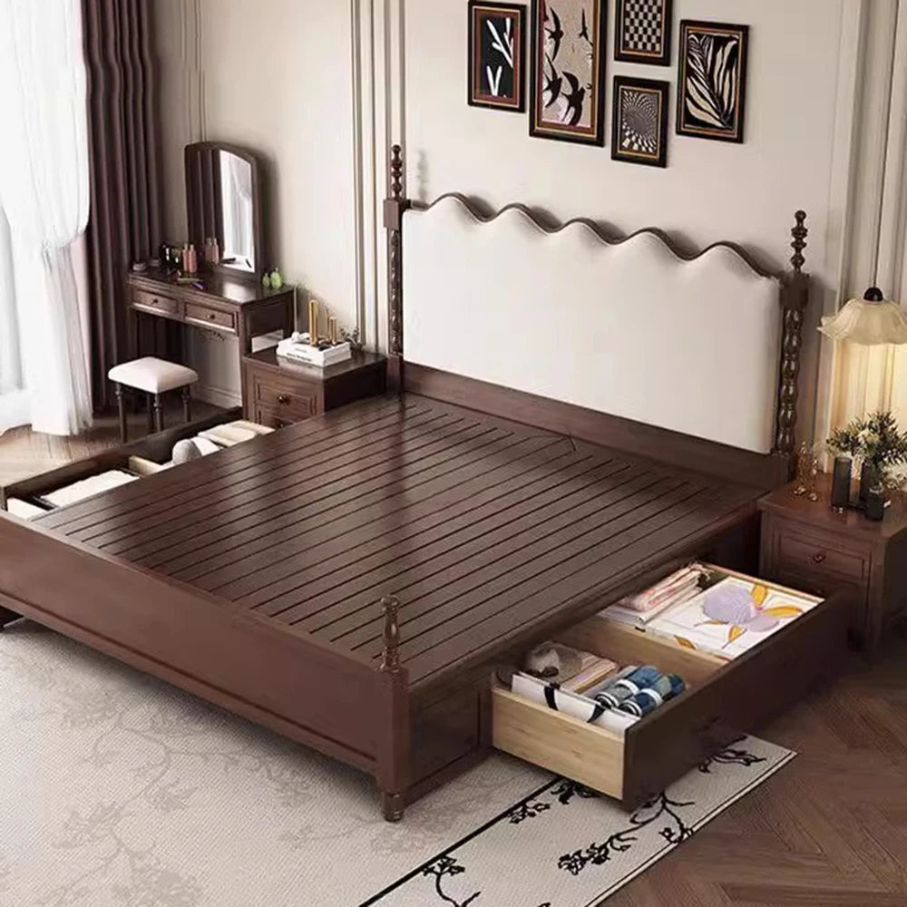 Drawers Under Storage Bed Frames Queen Sized Minimalist Upholstery Bed Bedside Table Luxury Letto Matrimoniale Home Furniture