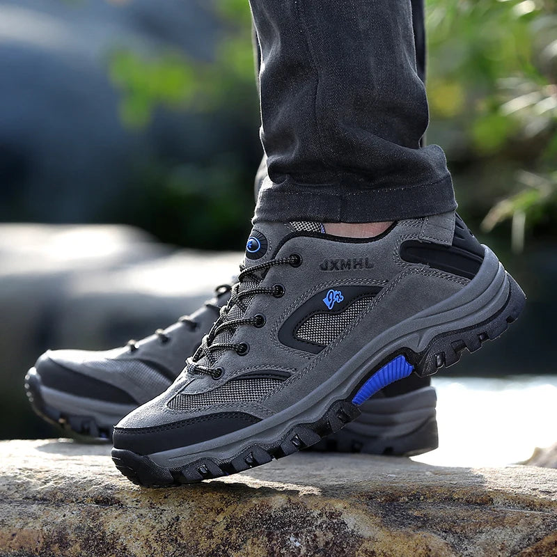Classic Gray Trekking Sneakers For Men Original Outdoor Breathable Men's Hiking Shoes Fashion Casual Non-slip Walking Shoes Man