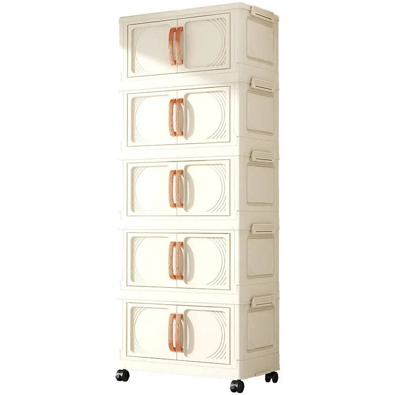 Household Wardrobe Clothes Cupboards Double Storage Cabinet Children Clothes Closet Snacks Living Room Plastic Shelves Bedroom