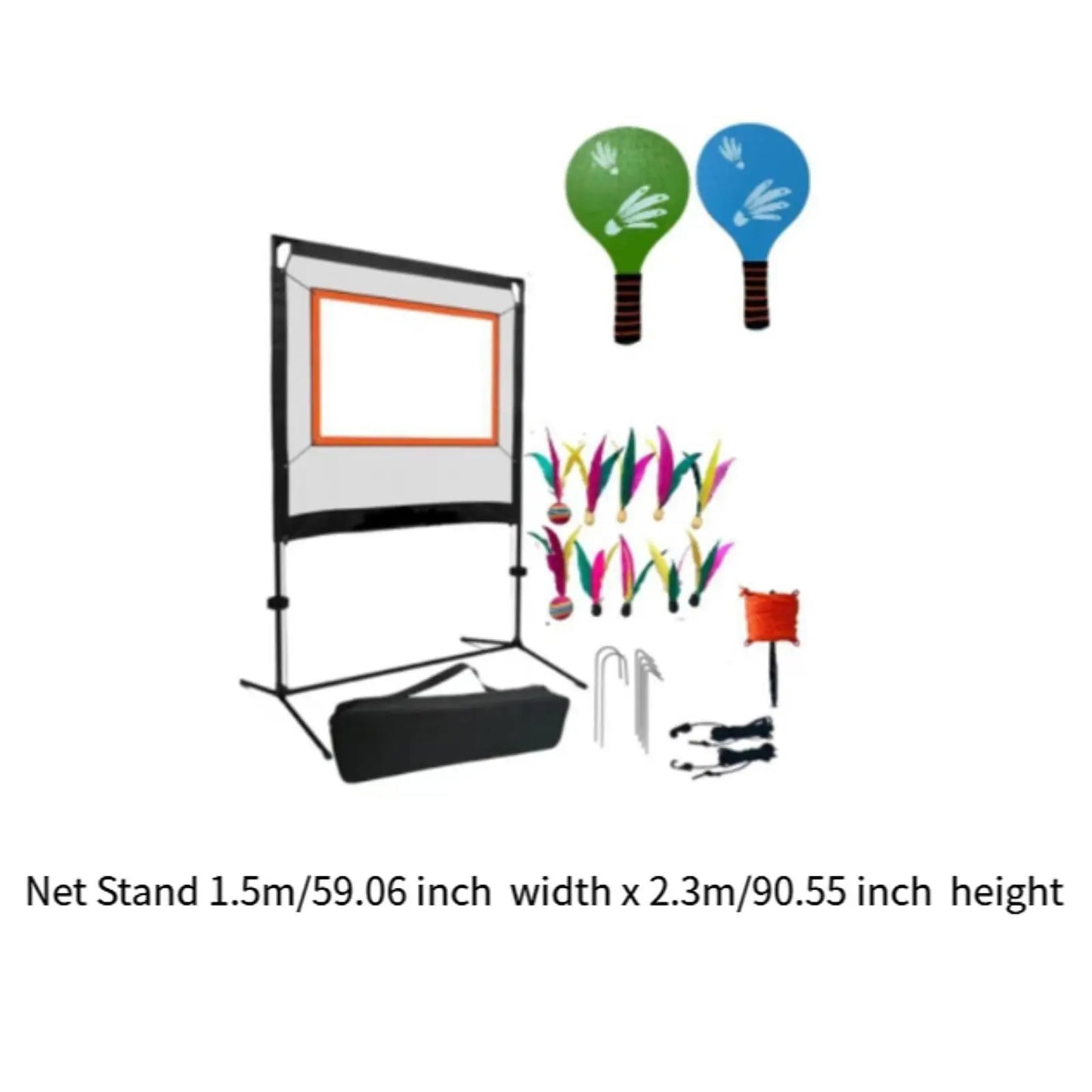 Badminton Net Set Sports Net with Carry Bag with Stand with Shuttlecocks with Rackets for Games Beach Indoor Practice