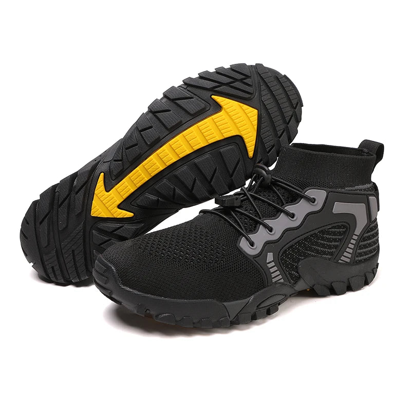 Men‘s Trekking Shoes Breathable Knit Hiking Sneakers Outdoor Lace-up Water Trainers Hunting Tactical Boots Walking Wading Shoes