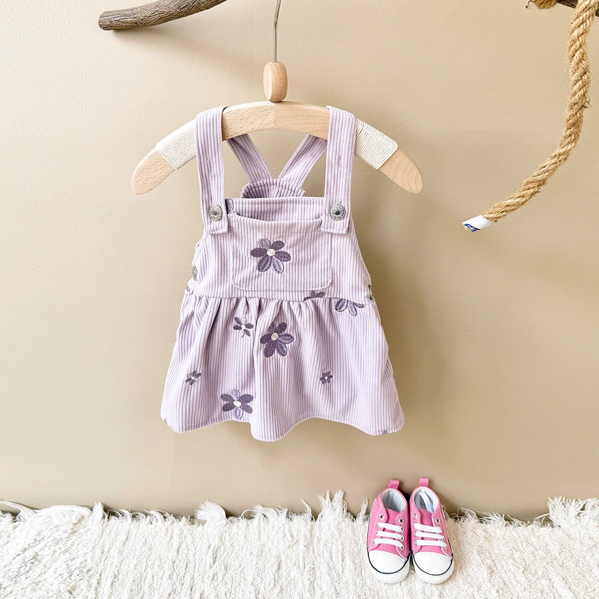 New Baby Girl Dress Infant Outfit Clothes Floral Sleeveless Overall Spring Autumn Cowboy Strap Dress Knee Length Bodysuit