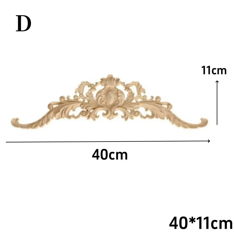 Decorative Wood Appliques and Onlays Natural Furniture Wall Door Wood Carving DIY Corner Frame Wood Craft Cabinet Wardrobe Decor