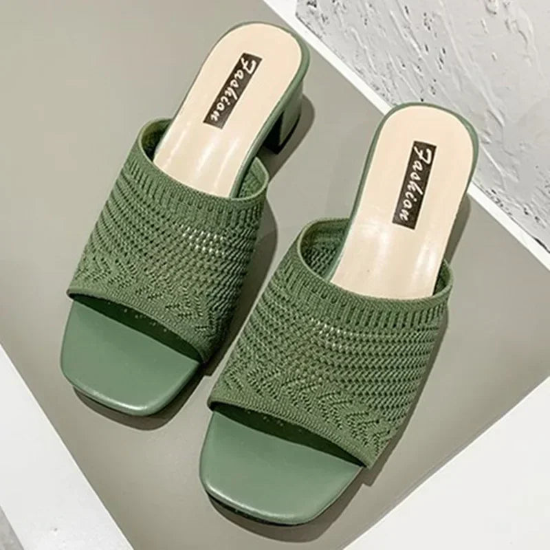 Women Slippers Closed Toe Comfort Slippers Women Fashion Outdoor Sandals Women Medium Heel Slippers